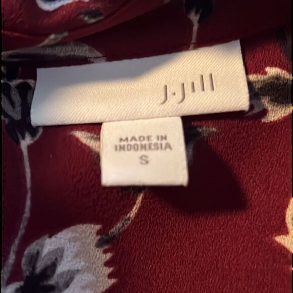 J JILL Button Front Collared Floral Tunic Top Shirt Blouse Small Long Sleeve - Picture 9 of 9